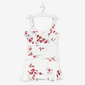 Black Halo Zalda Mini Dress Size 12 Floral Cocktail Party Cottagecore Romantic